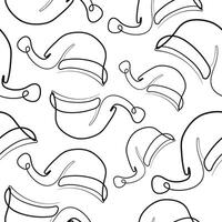 simple christmas pattern with santa claus christmas hat with pom pom on right side drawn in line art style vector