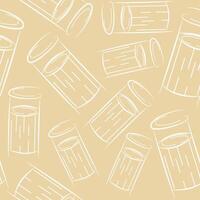 seamless pattern with a small round street trash can in line art style on a yellow background, to fight against environmental pollution day vector