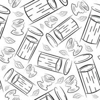 seamless pattern with small round street dustbin tin can in line art style, to fight against environmental pollution day vector