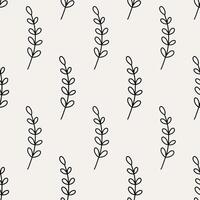 Minimalistic botanical seamless pattern. hand-drawn illustration in doodle style. Perfect for decorations, wallpaper, wrapping paper, fabric. Floral background. vector