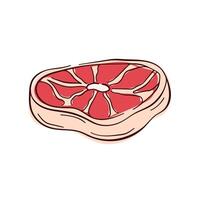 Raw steak cut with intricate marbling and a central bone in flat style. Design for food, cooking or restaurant menu. vector