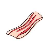 Bacon strip with lines in flat style. Ideal for food projects, breakfast theme and culinary branding. Illustration isolated on white background. vector