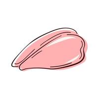 Chicken breast fillet in hand drawn style. Protein meat production design for butchery shop, delivery package design. Isolated on a white background. vector