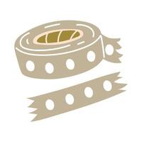 Rolls of scotch tape and a torn piece. Hand-drawn doodles for stationery. An illustration of a design isolated on a white background. Flat set of scrapbooking items, handmade jewelry vector