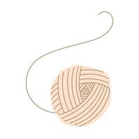 A hand-drawn cute isolated illustration of a wool harness. Light yarn for binding mail, a linen ball. Hobbies of dressing handmade items, packaging. Insulated wound ball with light thread vector