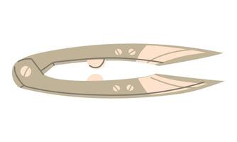 Scissors for cutting threads. Hand-drawn flat embroidery patterns with short blades allow you to carefully cut the threads with a sharp cutter. Illustration for herbarium, scrapbooking, insulated iron vector