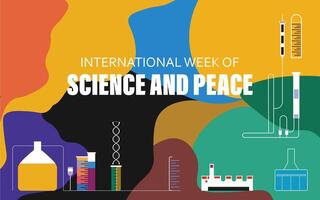 International Week of Science and Peace, featuring symbols of science, peace, and global collaboration. Ideal for educational content, campaigns, and event promotions vector