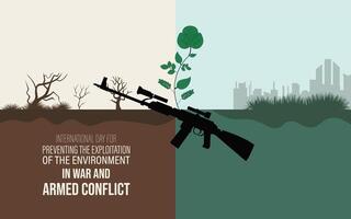 International Day for Preventing the Exploitation of the Environment in War and Armed Conflict. November 6. Holiday concept. Template for background, banner, card, vector