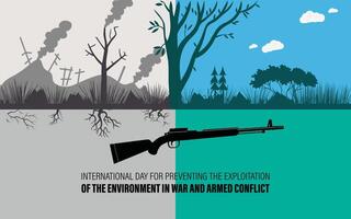 International Day for Preventing the Exploitation of the Environment in War and Armed Conflict. November 6. Holiday concept. Template for background, banner, card, poster vector