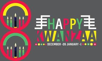 Happy kwanzaa. web banner, poster, card for social media, networks. Text Happy kwanzaa, seven lighted candles vector