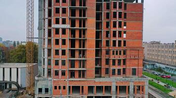 Construction of a residential apartment complex. View from the bottom to the top. video