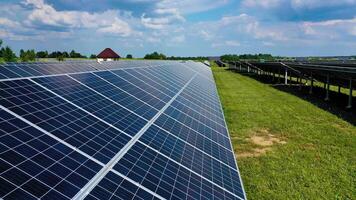 Solar panel on a modern station in a bright day. Alternative clean electricity. Innovative technology to create renewable energy on a power plant. video
