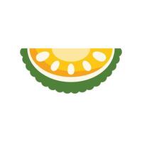 Green and yellow breadfruit slice showing seeds inside vector