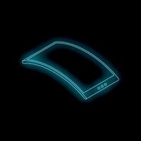 Flexible display smartphone glowing with neon light showing concept of future technologies vector