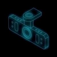 Neon glowing car dash camera showing futuristic technology vector