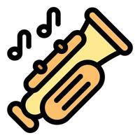 Tuba playing music with musical notes emerging from it vector