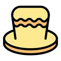 Delicious round layered cake with wavy icing on white background vector