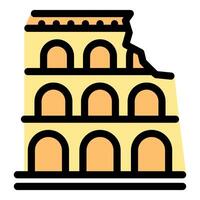 Partially ruined colosseum representing ancient roman architecture vector