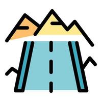 Highway leading to mountains, scenic road trip illustration vector