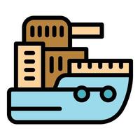 Cargo ship carrying goods across ocean in international trade vector