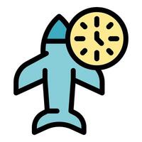 Airplane icon representing punctual departure time and travel schedule vector