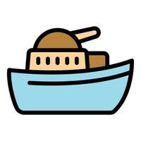 Warship patrolling the sea with weapon pointed forward vector