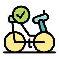 Bicycle sharing program with check mark icon representing approval vector