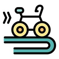Bicycle moving on conveyor belt in factory production line vector