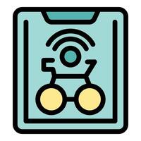 Smartphone app showing sharing bike location with wireless signal vector