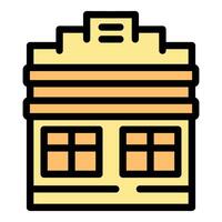 Building with stepped roof and multiple windows representing urban architecture vector
