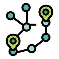Route planning showing connected locations with location indicators vector