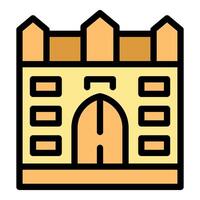 Medieval fortress with closed gate protecting kingdom vector