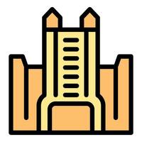 Imposing fortress standing tall with high walls and towering turrets vector