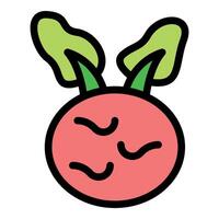 Fresh radish with vibrant green leaves growing from the ground vector