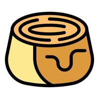 Round timber log showing growth rings in simple cartoon style vector
