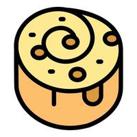 Delicious cinnamon roll with icing drizzling down pastry vector
