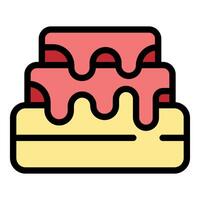 Delicious layered cake with dripping strawberry icing vector