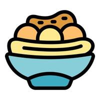 Bowl of delicious food with gravy and dumplings representing comfort food vector