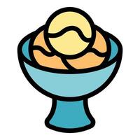 Ice cream scoop resembling a tennis ball on a cup vector