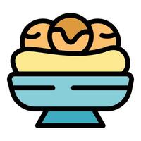 Delicious takoyaki balls resting on mashed potatoes in a bowl vector