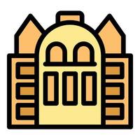 Big building showing european architectural style with arched windows and towers vector