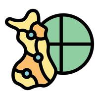 Global targeting system locating points on territory map vector