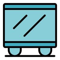 Modern tram or train moving on rails, public transport icon vector