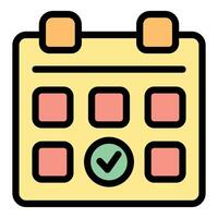Calendar showing scheduled event with check mark icon vector