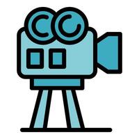 Professional camera recording with copyright symbol displayed, vector
