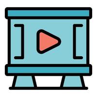 player interface displaying play button on projection screen vector