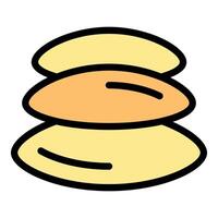 Stack of three smooth river stones balancing on each other vector