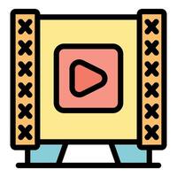 Cinema screen showing play button for movie watching experience vector