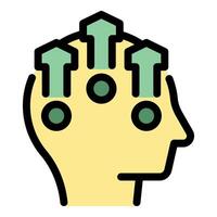 Head with upward arrows symbolizing growth mindset and personal development vector