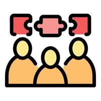 Team connecting puzzle pieces, collaboration and problem solving vector